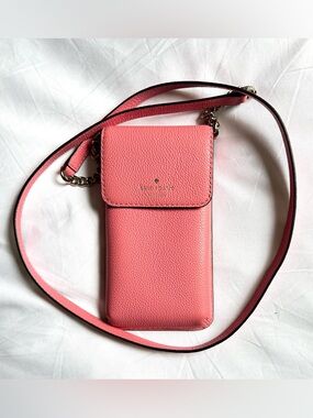 kate spade Coral Pink Leather Crossbody Phone Pouch